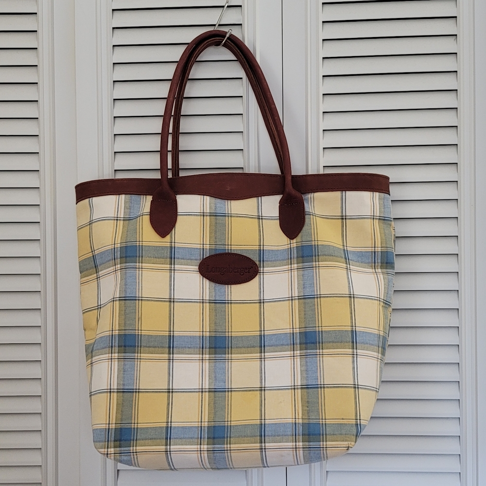 Longaberger Vintage Large Plaid Tote Bag